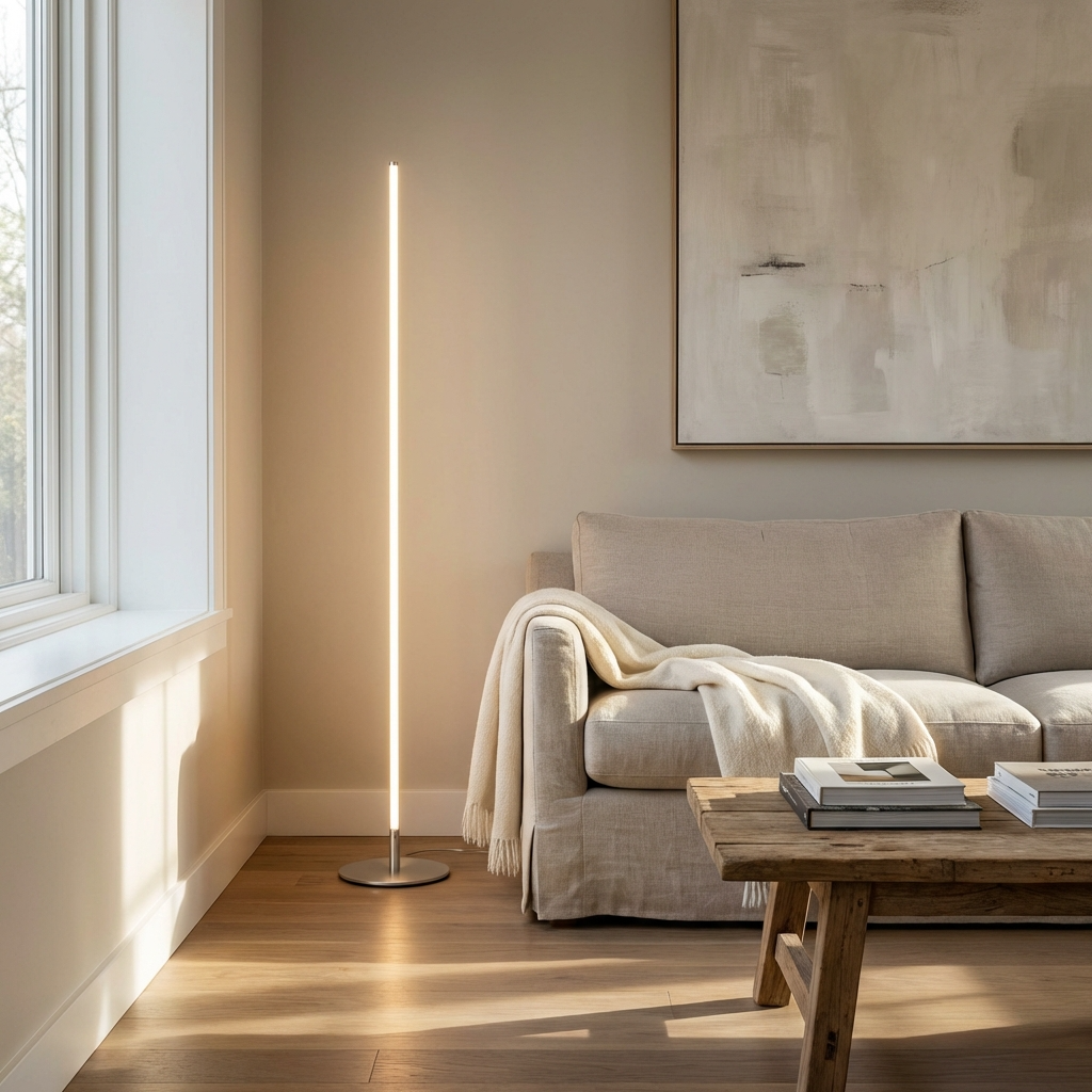 Schlanke Metall-Stehlampe mit LED-Beleuchtung, 150 cm, Schwarz, Silber, Gold, modernes Design, Leselampe für das Wohnzimmer | Sansoti