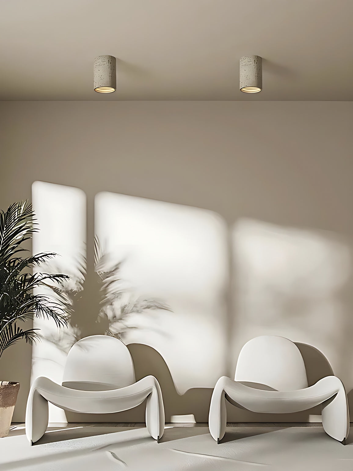 Cilindrische plafondlamp van travertijn – LED verlichting voor moderne interieurs | Sansoti