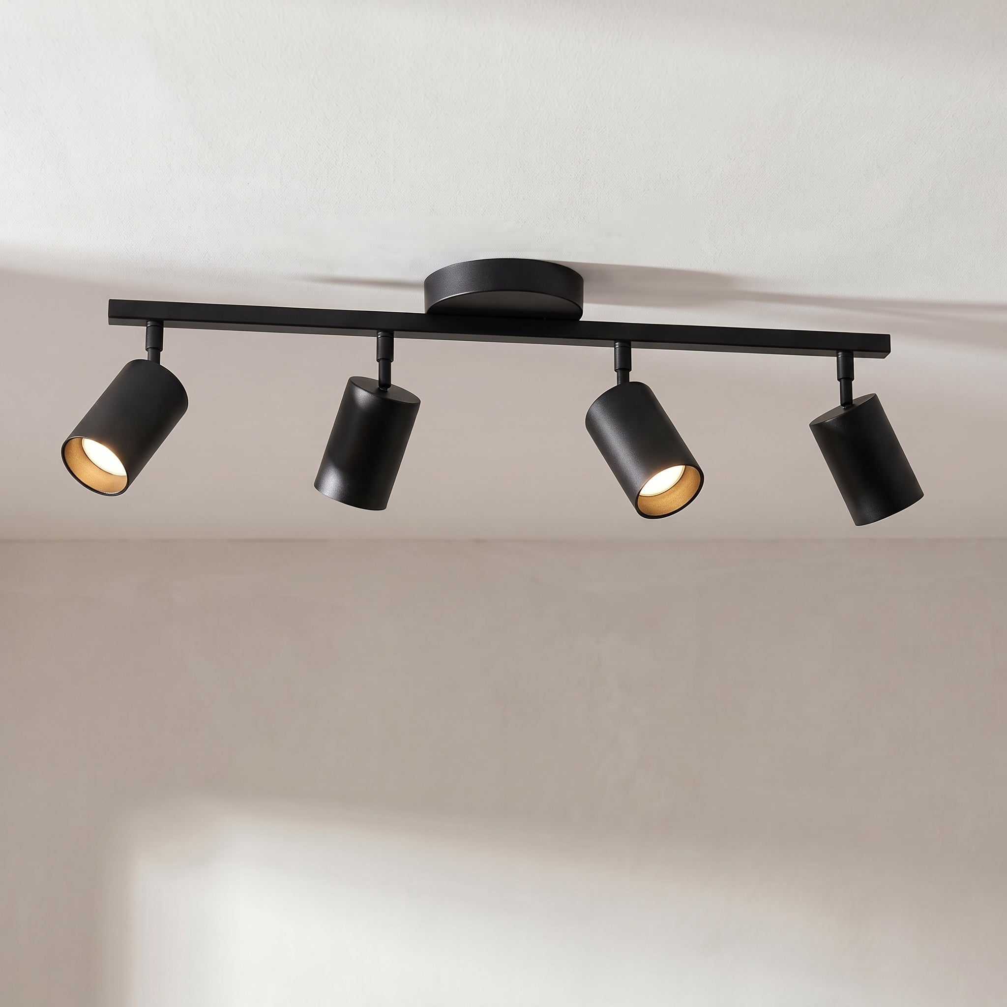 Plafonnier à 4 spots réglables, aluminium noir et blanc, douilles GU10, éclairage pour salon et cuisine, style moderne | Sansoti
