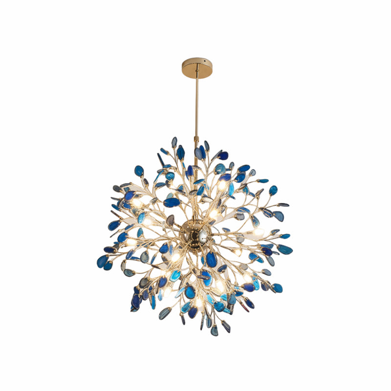 Hanglamp Kroonluchter Natuurlijk Agaat Metaal Goud Multicolor G4 12-18 Lichts Woonkamer | Sansoti