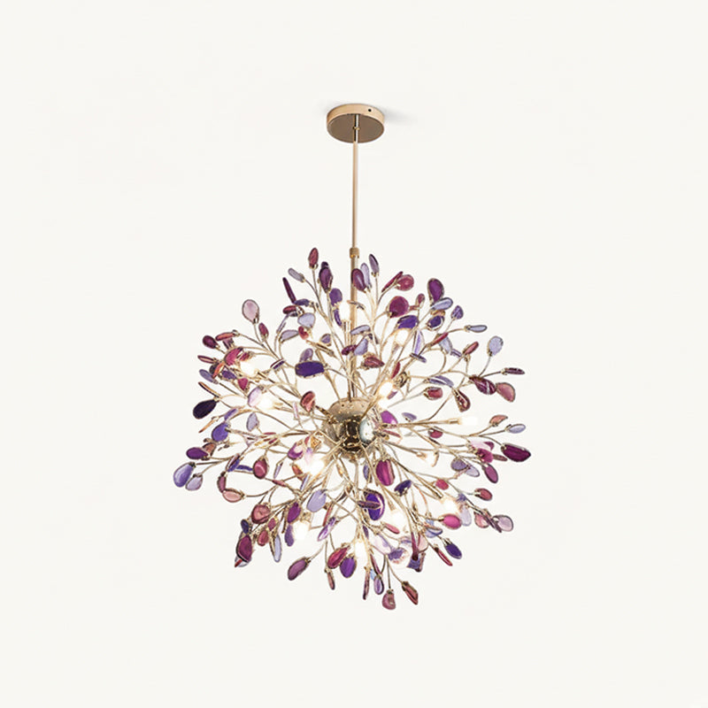 Hanglamp Kroonluchter Natuurlijk Agaat Metaal Goud Multicolor G4 12-18 Lichts Woonkamer | Sansoti