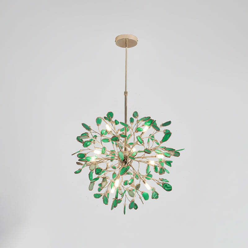 Hanglamp Kroonluchter Natuurlijk Agaat Metaal Goud Multicolor G4 12-18 Lichts Woonkamer | Sansoti