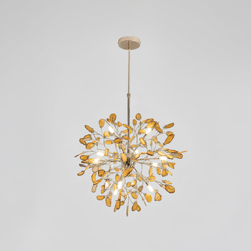 Hanglamp Kroonluchter Natuurlijk Agaat Metaal Goud Multicolor G4 12-18 Lichts Woonkamer | Sansoti