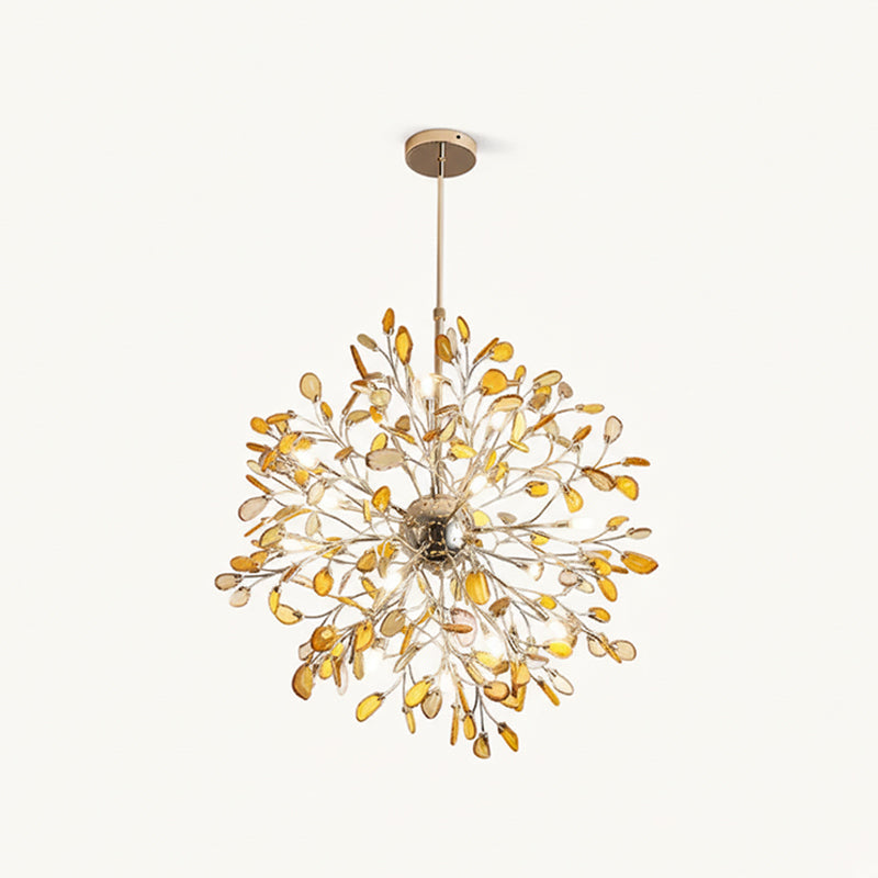 Hanglamp Kroonluchter Natuurlijk Agaat Metaal Goud Multicolor G4 12-18 Lichts Woonkamer | Sansoti