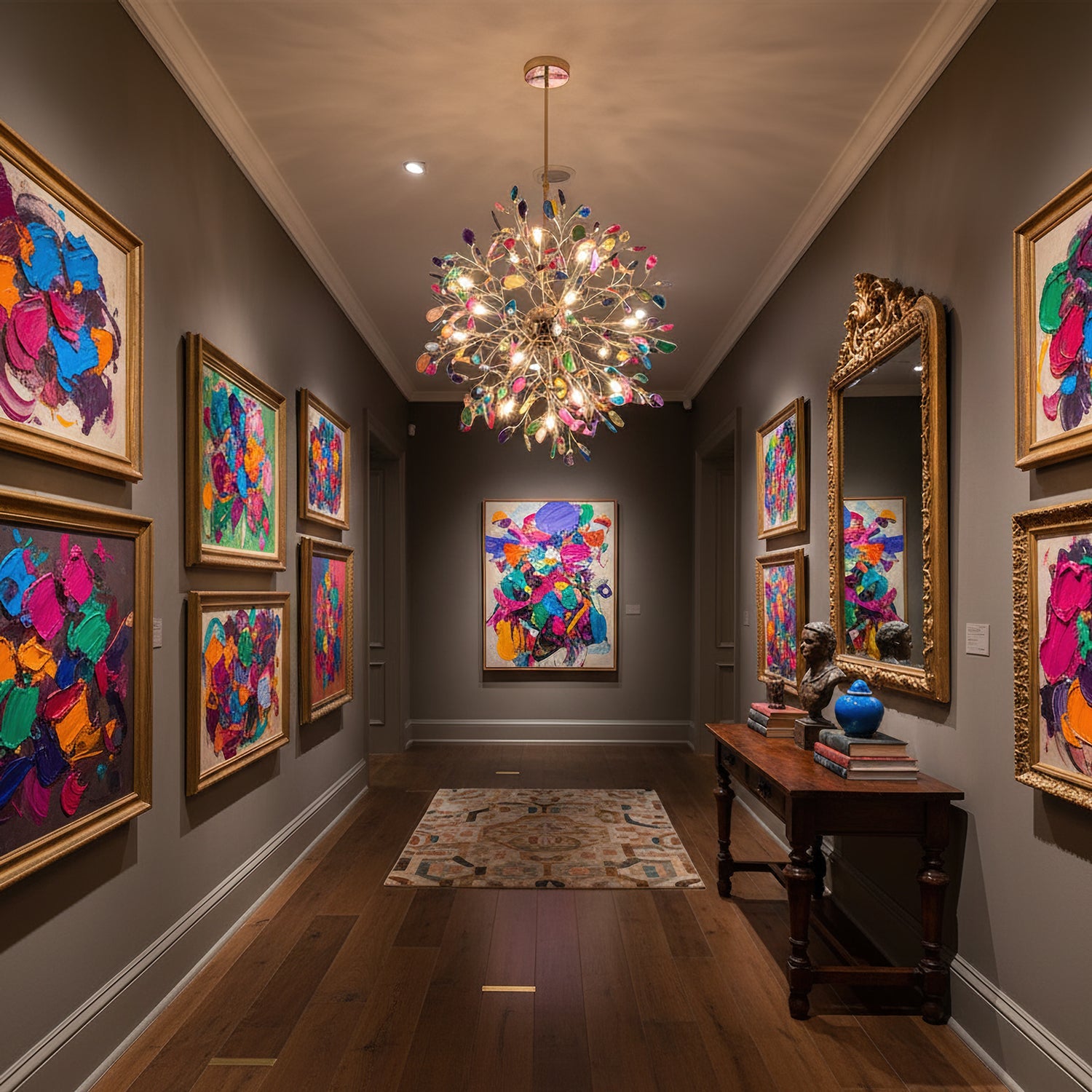 Hanglamp Kroonluchter Natuurlijk Agaat Metaal Goud Multicolor G4 12-18 Lichts Woonkamer | Sansoti
