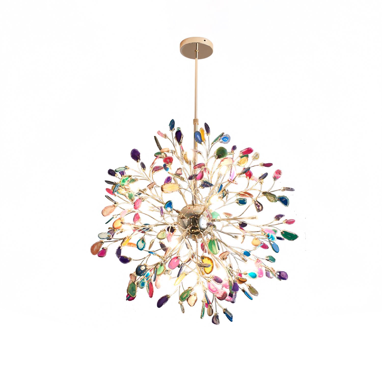 Hanglamp Kroonluchter Natuurlijk Agaat Metaal Goud Multicolor G4 12-18 Lichts Woonkamer | Sansoti