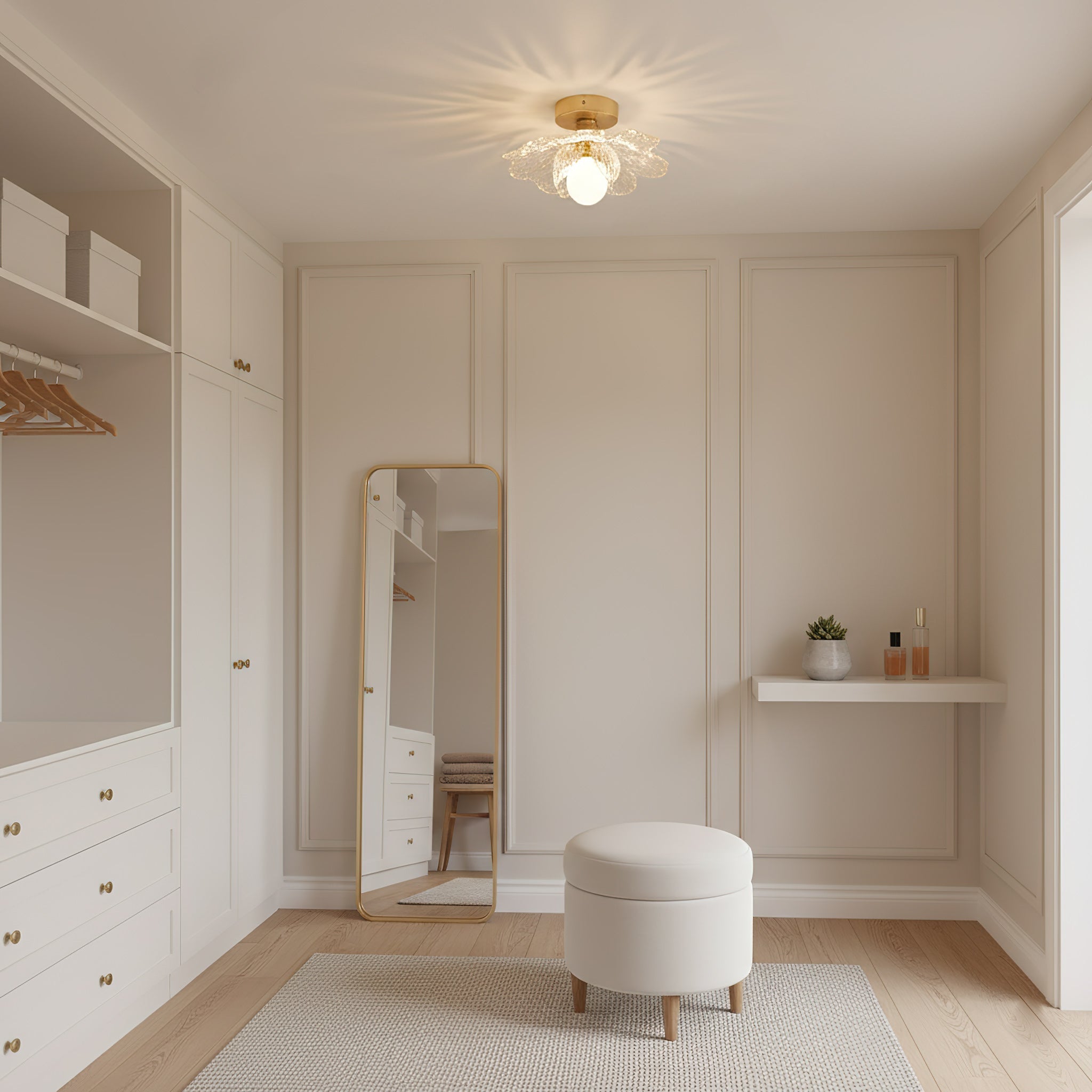 Plafondlamp met Bloesemontwerp in Hars en Messing – Elegante Verlichting voor Slaapkamer en Gang | Sansoti