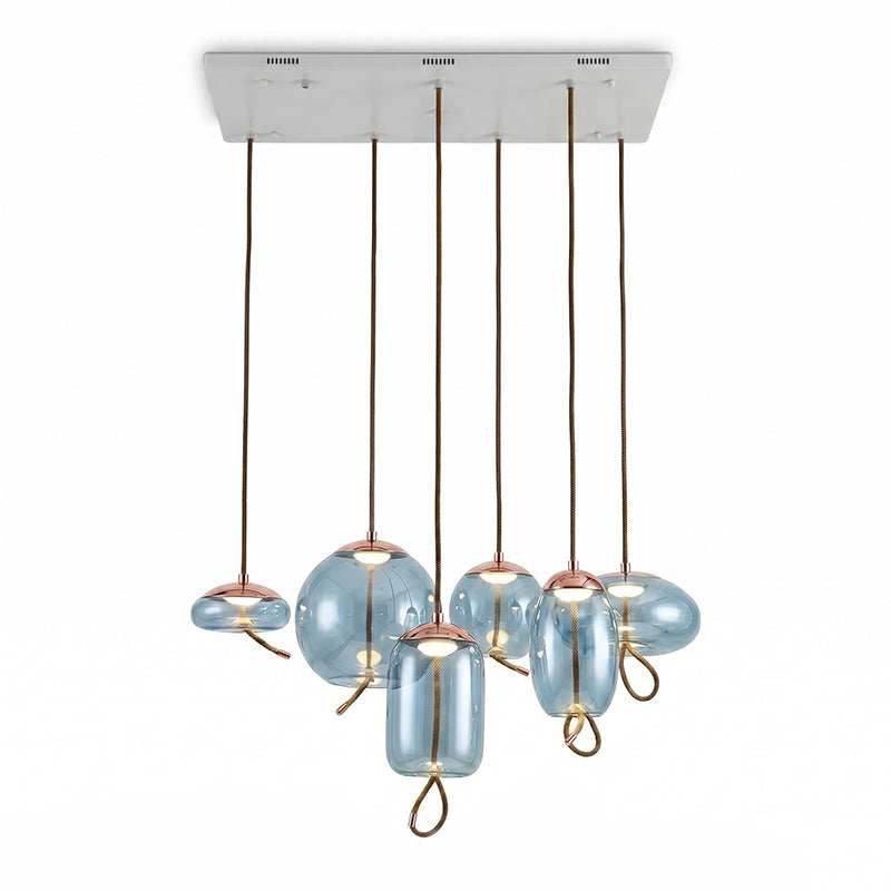 Handgeblazen Glazen Hanglamp Modern Design – Glas en Metaal – Instelbare Kabel 150cm – Geïntegreerde LED – 4 Modellen & Kleuropties | Sansoti