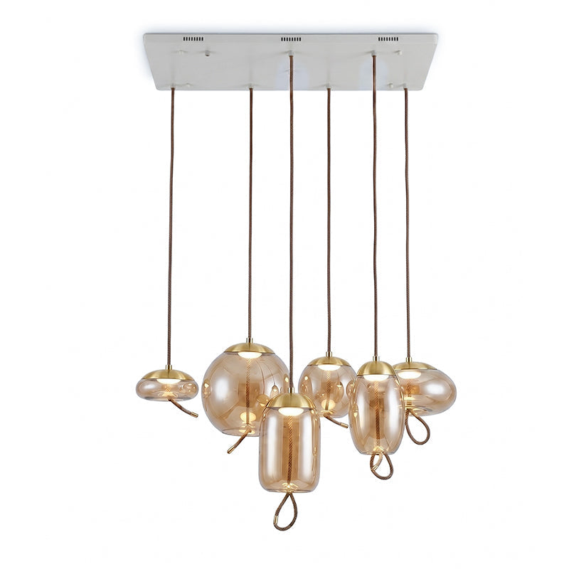 Handgeblazen Glazen Hanglamp Modern Design – Glas en Metaal – Instelbare Kabel 150cm – Geïntegreerde LED – 4 Modellen & Kleuropties | Sansoti