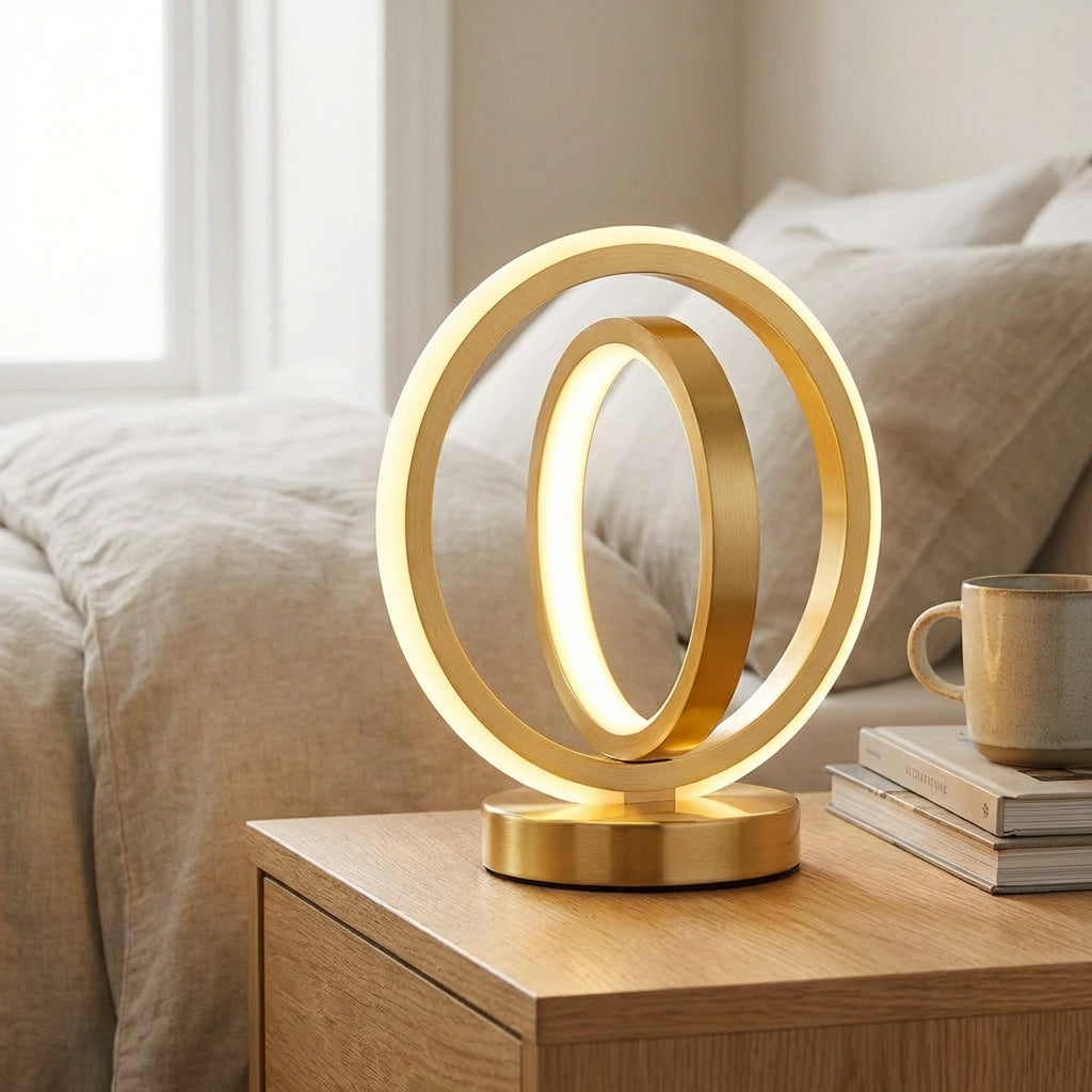 Moderne runde Tischlampe mit Dimmfunktion und USB-Anschluss für stimmungsvolle Arbeitsplatz-, Nachttisch- und Lesebeleuchtung | Sansoti