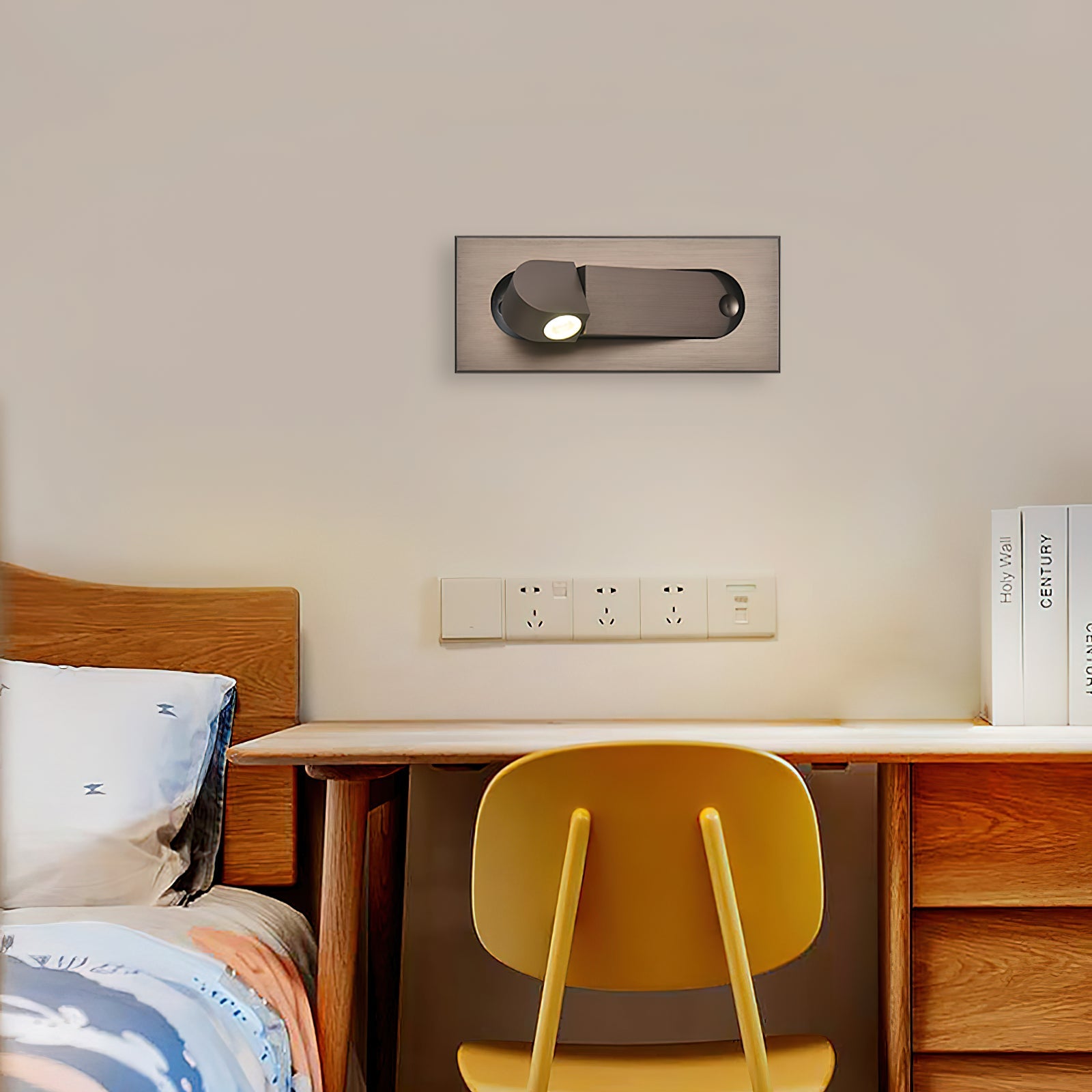 LED wandlamp met verborgen schakelaar – druk in, druk uit – verstelbare kop voor leeslicht naast bed | Sansoti
