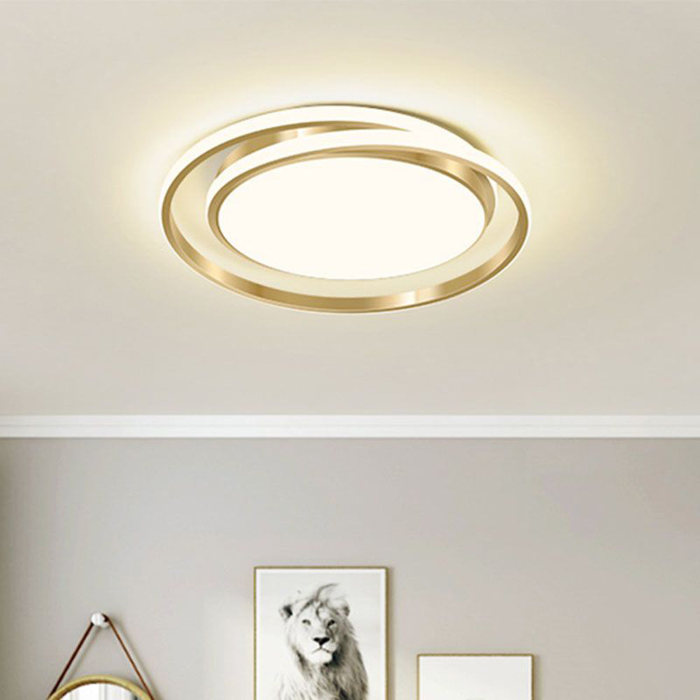 Runde LED-Deckenleuchte mit Kreisdesign aus Metall und Acryl, energiesparend, dimmbar, modern, für Esszimmer, Schlafzimmer und Flur | Sansoti
