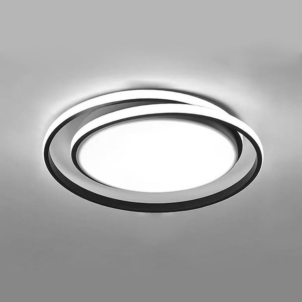 Runde LED-Deckenleuchte mit Kreisdesign aus Metall und Acryl, energiesparend, dimmbar, modern, für Esszimmer, Schlafzimmer und Flur | Sansoti