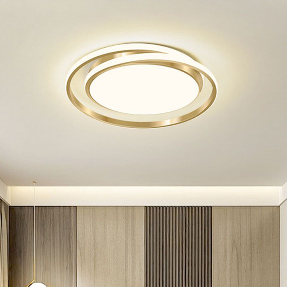 Runde LED-Deckenleuchte mit Kreisdesign aus Metall und Acryl, energiesparend, dimmbar, modern, für Esszimmer, Schlafzimmer und Flur | Sansoti