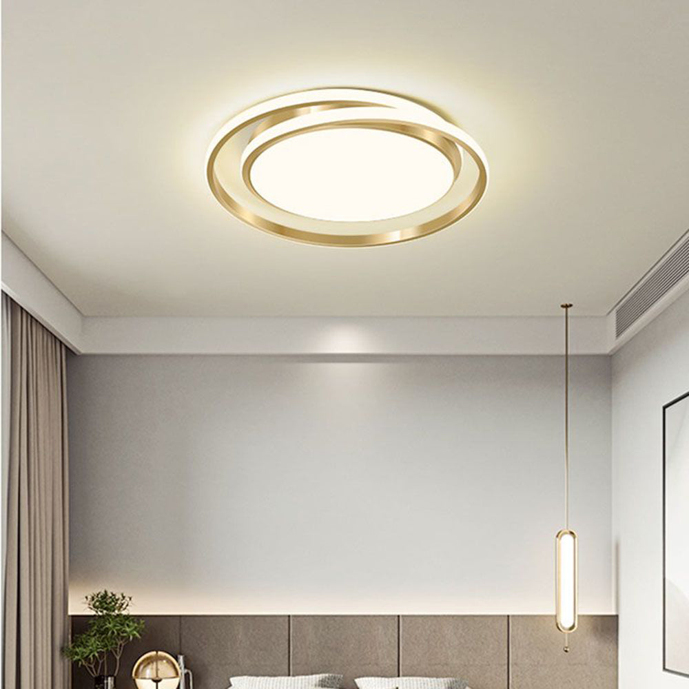 Runde LED-Deckenleuchte mit Kreisdesign aus Metall und Acryl, energiesparend, dimmbar, modern, für Esszimmer, Schlafzimmer und Flur | Sansoti