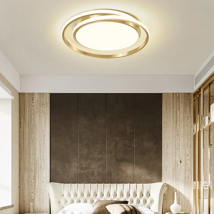 Runde LED-Deckenleuchte mit Kreisdesign aus Metall und Acryl, energiesparend, dimmbar, modern, für Esszimmer, Schlafzimmer und Flur | Sansoti
