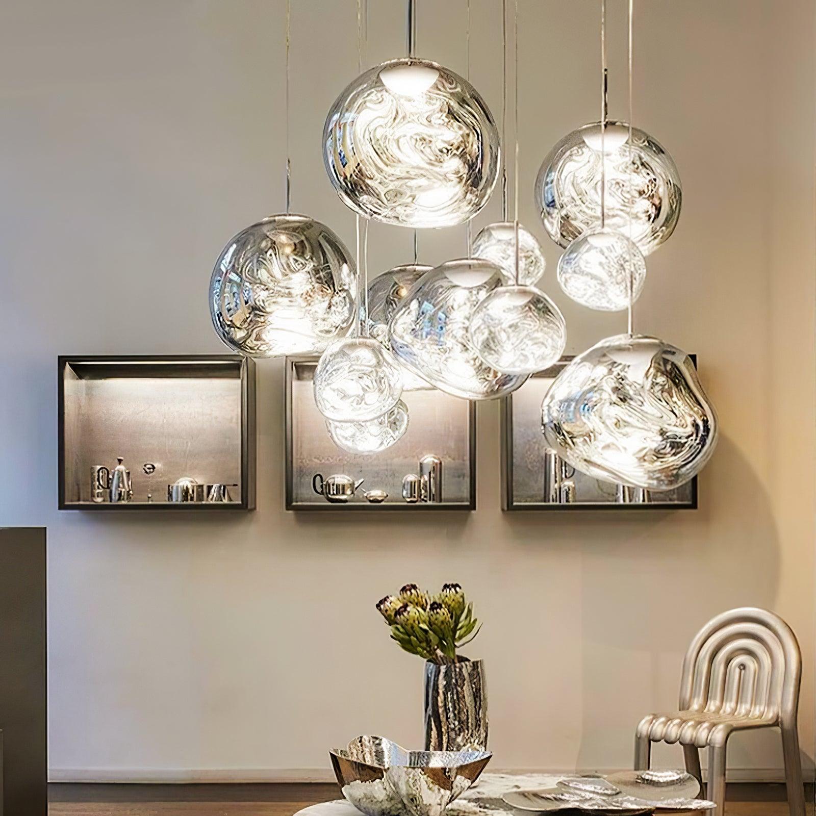 Hanglamp Modern Gesmolten Glas Effect ø18-48 cm Chroom Goud Rosé Goud met Spiegelreflectie voor Eetkamer Woonkamer | Sansoti
