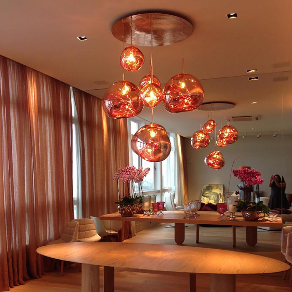Hanglamp Modern Gesmolten Glas Effect ø18-48 cm Chroom Goud Rosé Goud met Spiegelreflectie voor Eetkamer Woonkamer | Sansoti