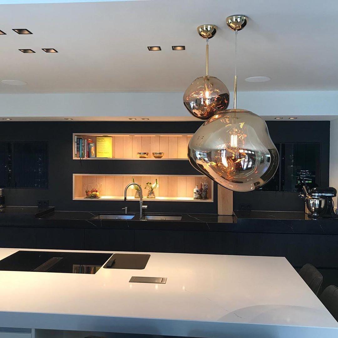 Hanglamp Modern Gesmolten Glas Effect ø18-48 cm Chroom Goud Rosé Goud met Spiegelreflectie voor Eetkamer Woonkamer | Sansoti