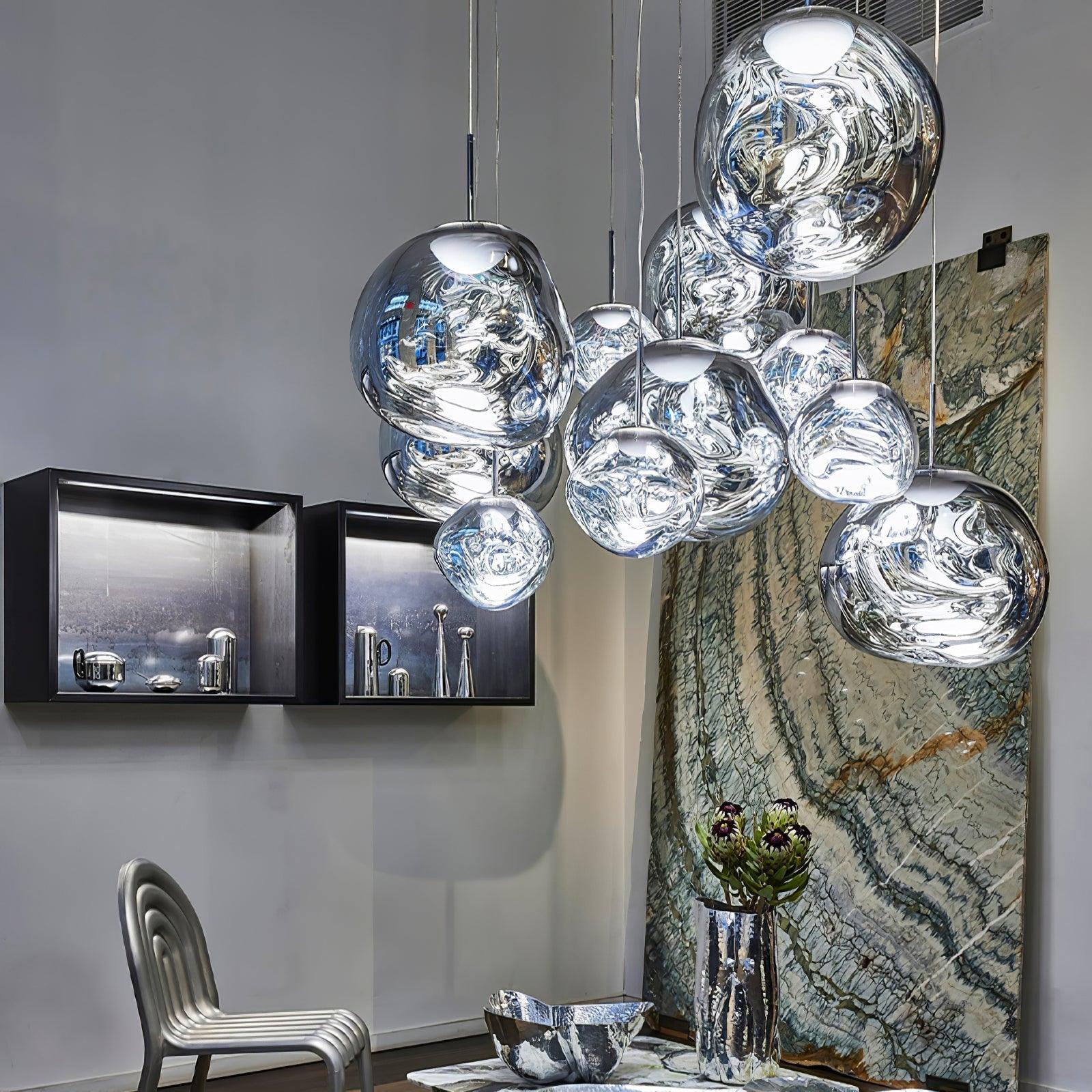 Hanglamp Modern Gesmolten Glas Effect ø18-48 cm Chroom Goud Rosé Goud met Spiegelreflectie voor Eetkamer Woonkamer | Sansoti