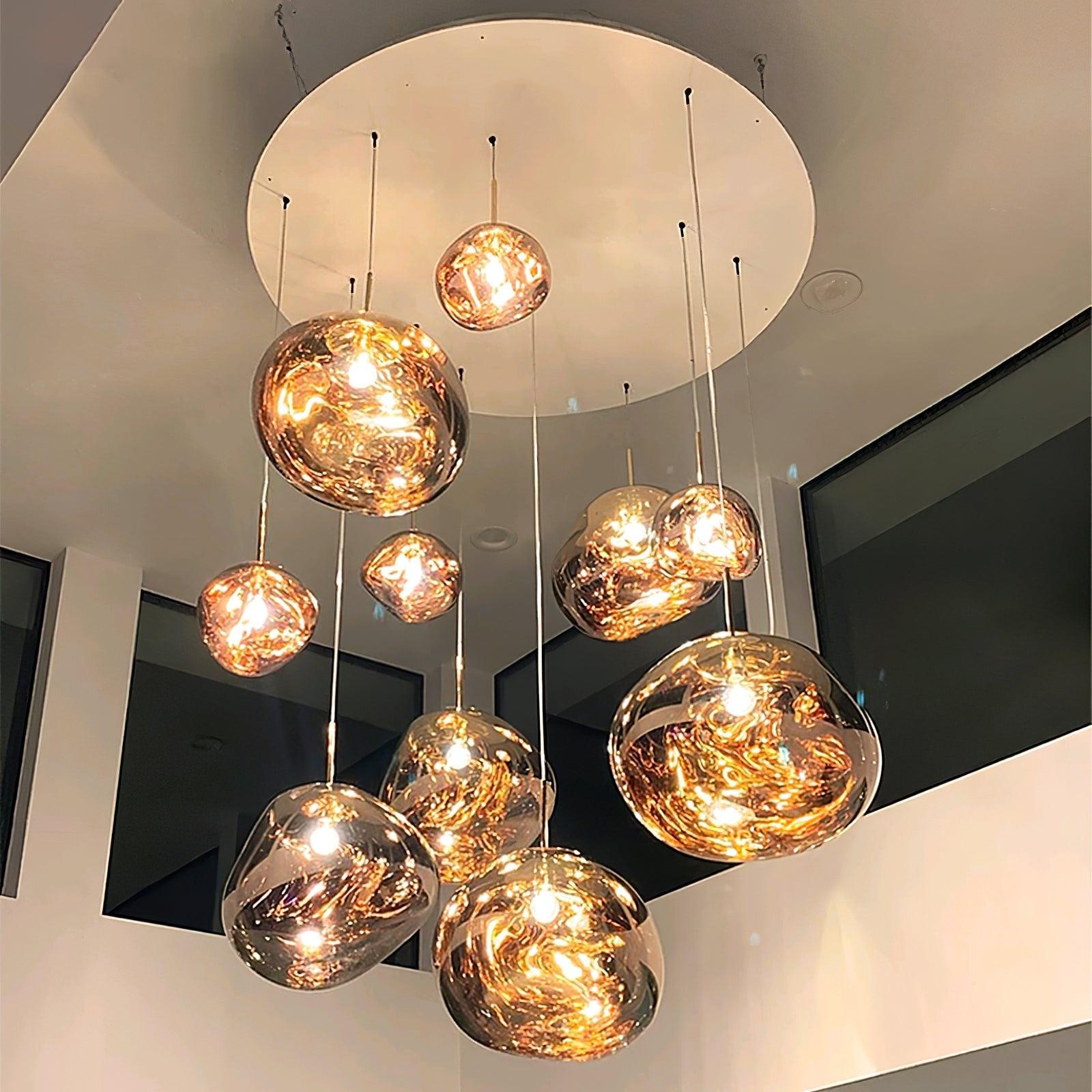 Hanglamp Modern Gesmolten Glas Effect ø18-48 cm Chroom Goud Rosé Goud met Spiegelreflectie voor Eetkamer Woonkamer | Sansoti