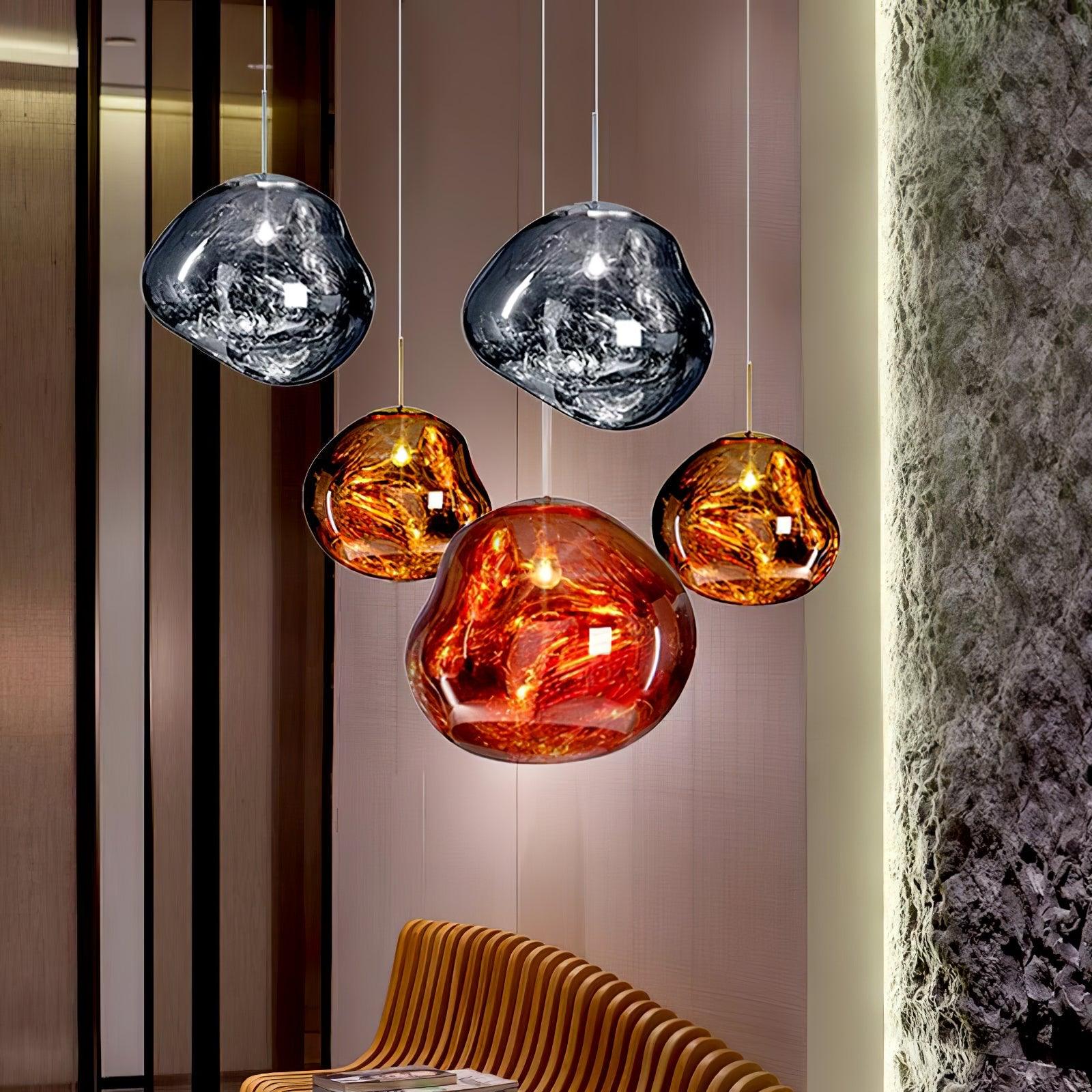 Hanglamp Modern Gesmolten Glas Effect ø18-48 cm Chroom Goud Rosé Goud met Spiegelreflectie voor Eetkamer Woonkamer | Sansoti