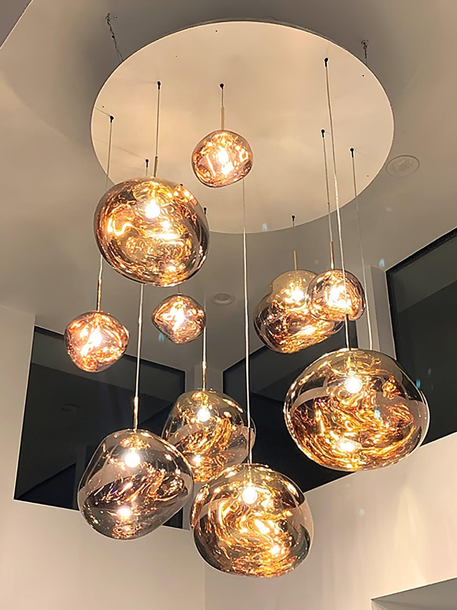 Hanglamp Modern Gesmolten Glas Effect ø18-48 cm Chroom Goud Rosé Goud met Spiegelreflectie voor Eetkamer Woonkamer | Sansoti