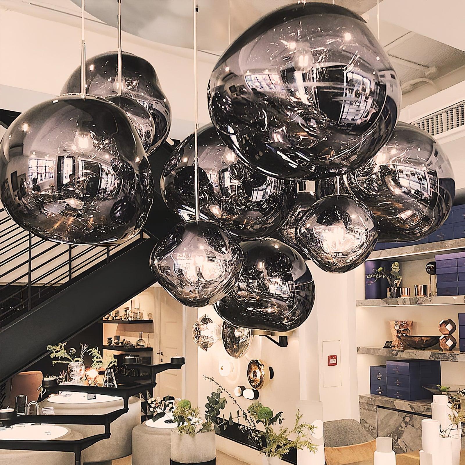 Hanglamp Modern Gesmolten Glas Effect ø18-48 cm Chroom Goud Rosé Goud met Spiegelreflectie voor Eetkamer Woonkamer | Sansoti