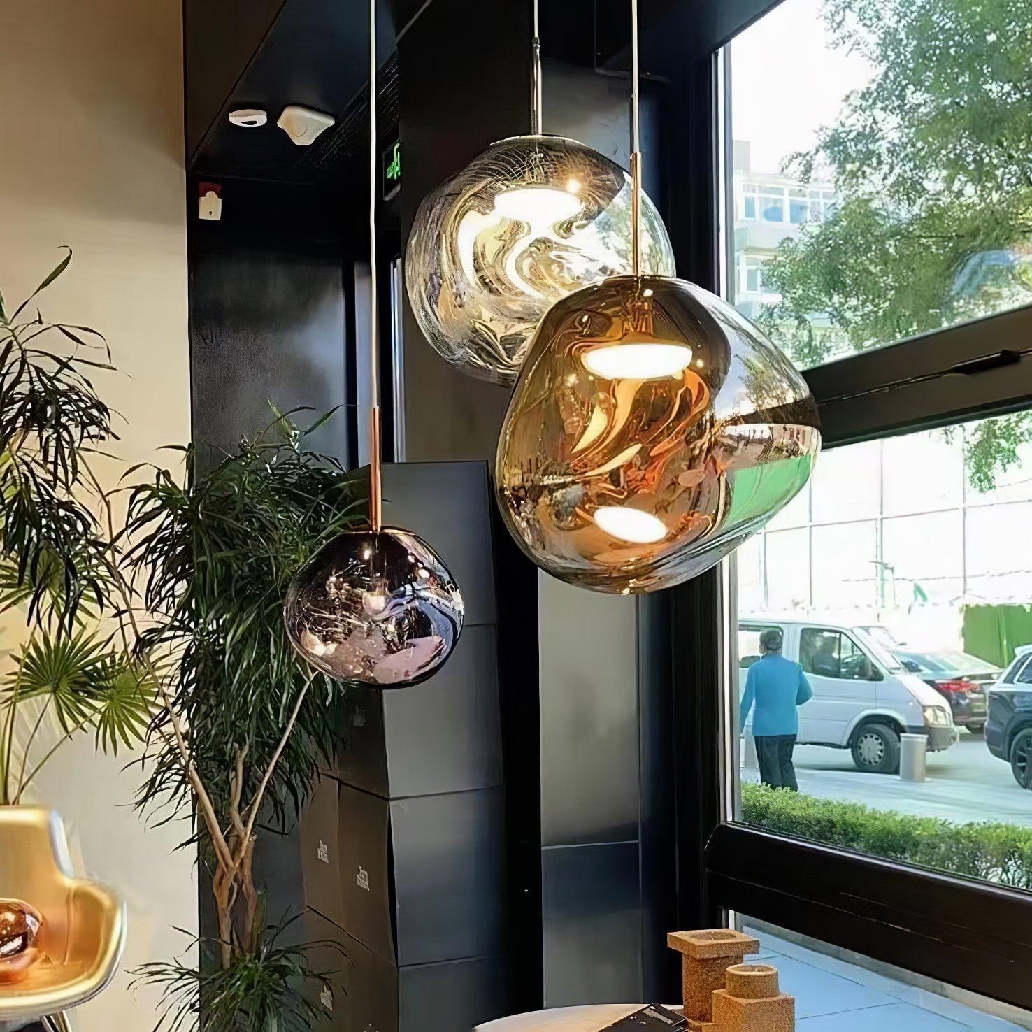 Hanglamp Modern Gesmolten Glas Effect ø18-48 cm Chroom Goud Rosé Goud met Spiegelreflectie voor Eetkamer Woonkamer | Sansoti