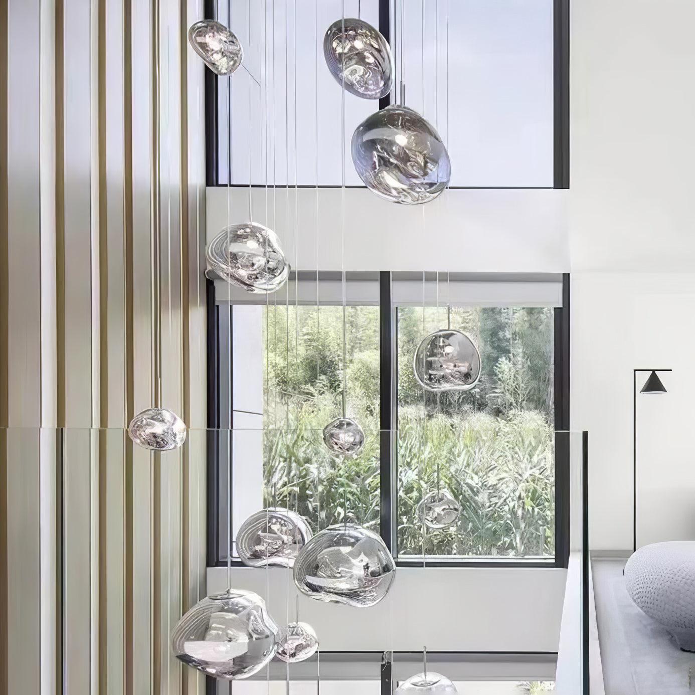 Hanglamp Modern Gesmolten Glas Effect ø18-48 cm Chroom Goud Rosé Goud met Spiegelreflectie voor Eetkamer Woonkamer | Sansoti