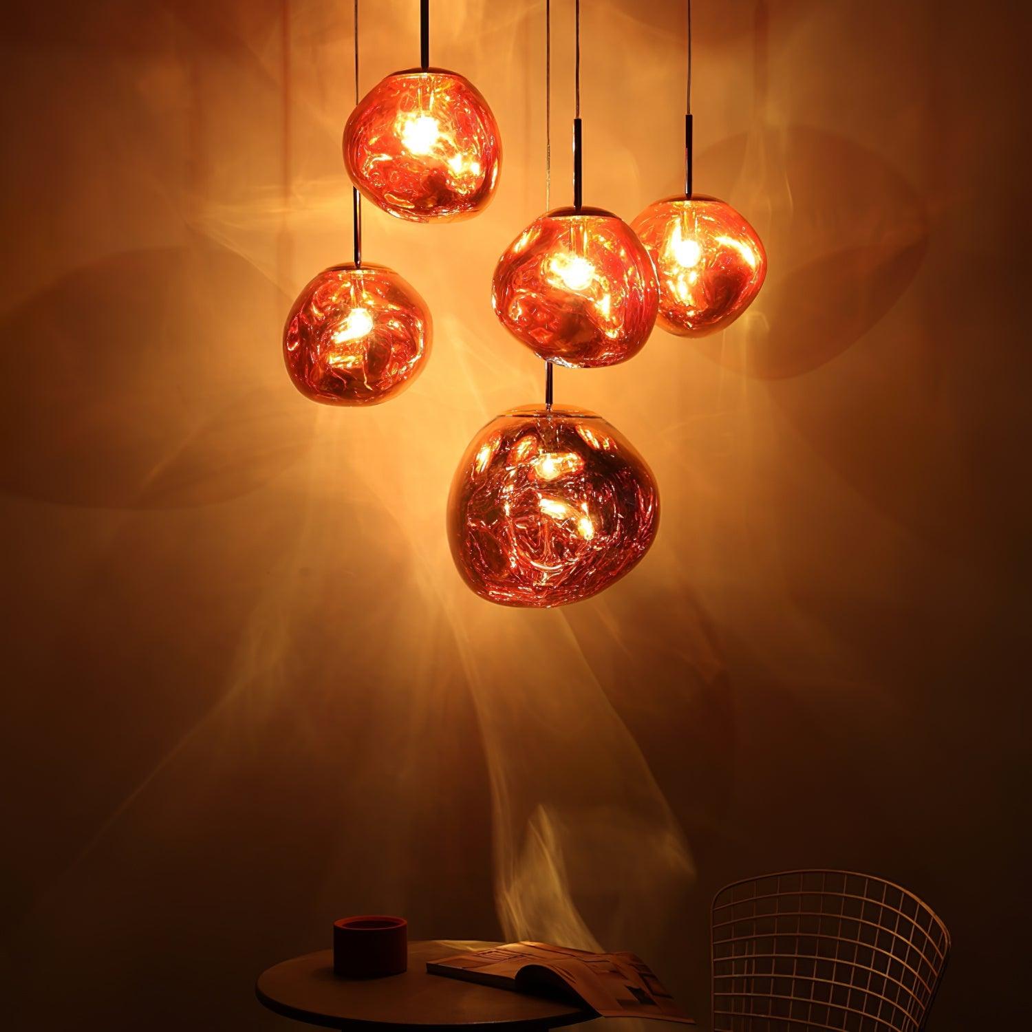 Hanglamp Modern Gesmolten Glas Effect ø18-48 cm Chroom Goud Rosé Goud met Spiegelreflectie voor Eetkamer Woonkamer | Sansoti