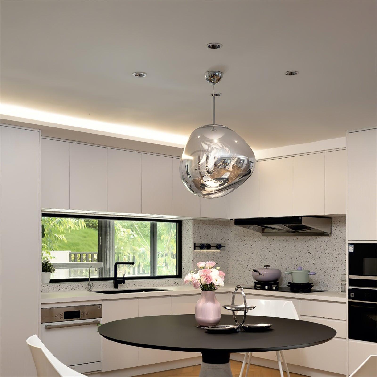 Hanglamp Modern Gesmolten Glas Effect ø18-48 cm Chroom Goud Rosé Goud met Spiegelreflectie voor Eetkamer Woonkamer | Sansoti