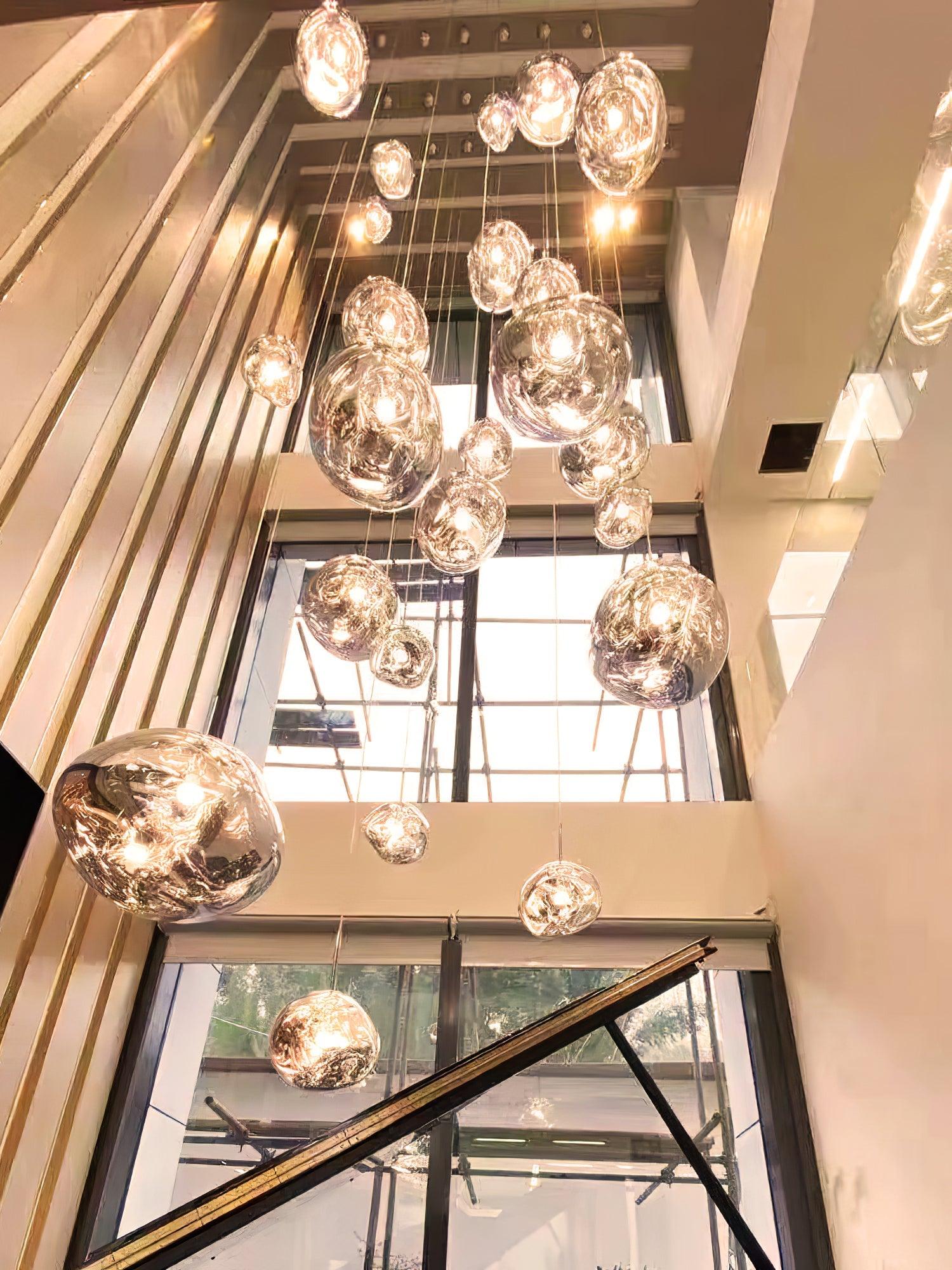 Hanglamp Modern Gesmolten Glas Effect ø18-48 cm Chroom Goud Rosé Goud met Spiegelreflectie voor Eetkamer Woonkamer | Sansoti