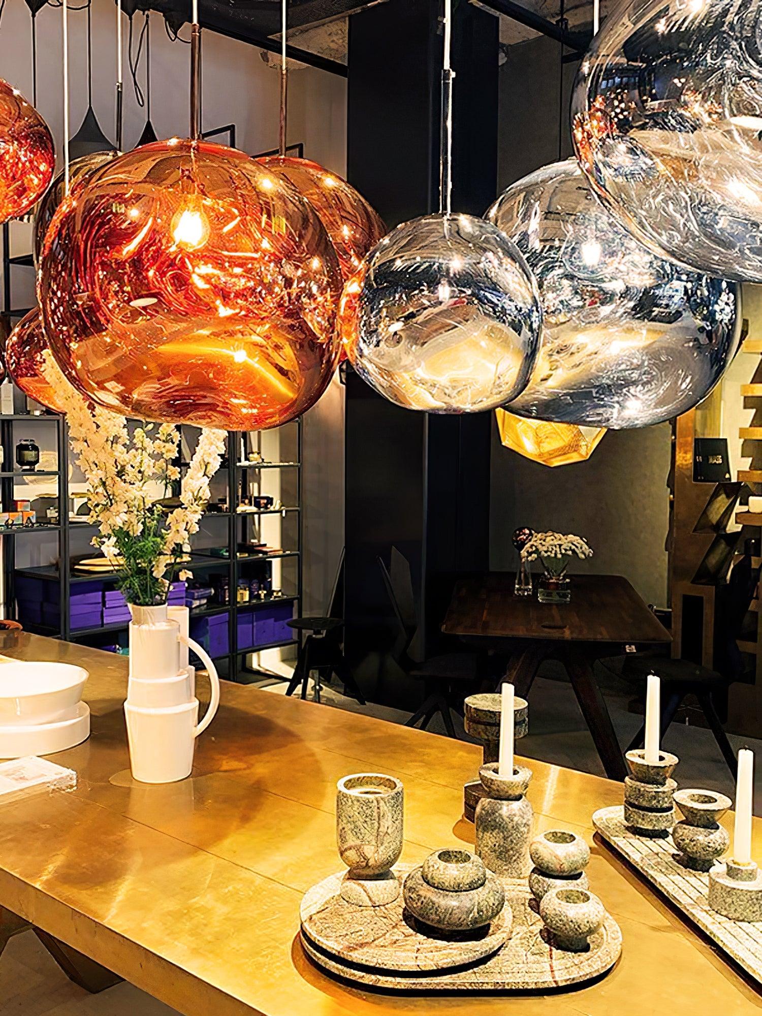Hanglamp Modern Gesmolten Glas Effect ø18-48 cm Chroom Goud Rosé Goud met Spiegelreflectie voor Eetkamer Woonkamer | Sansoti