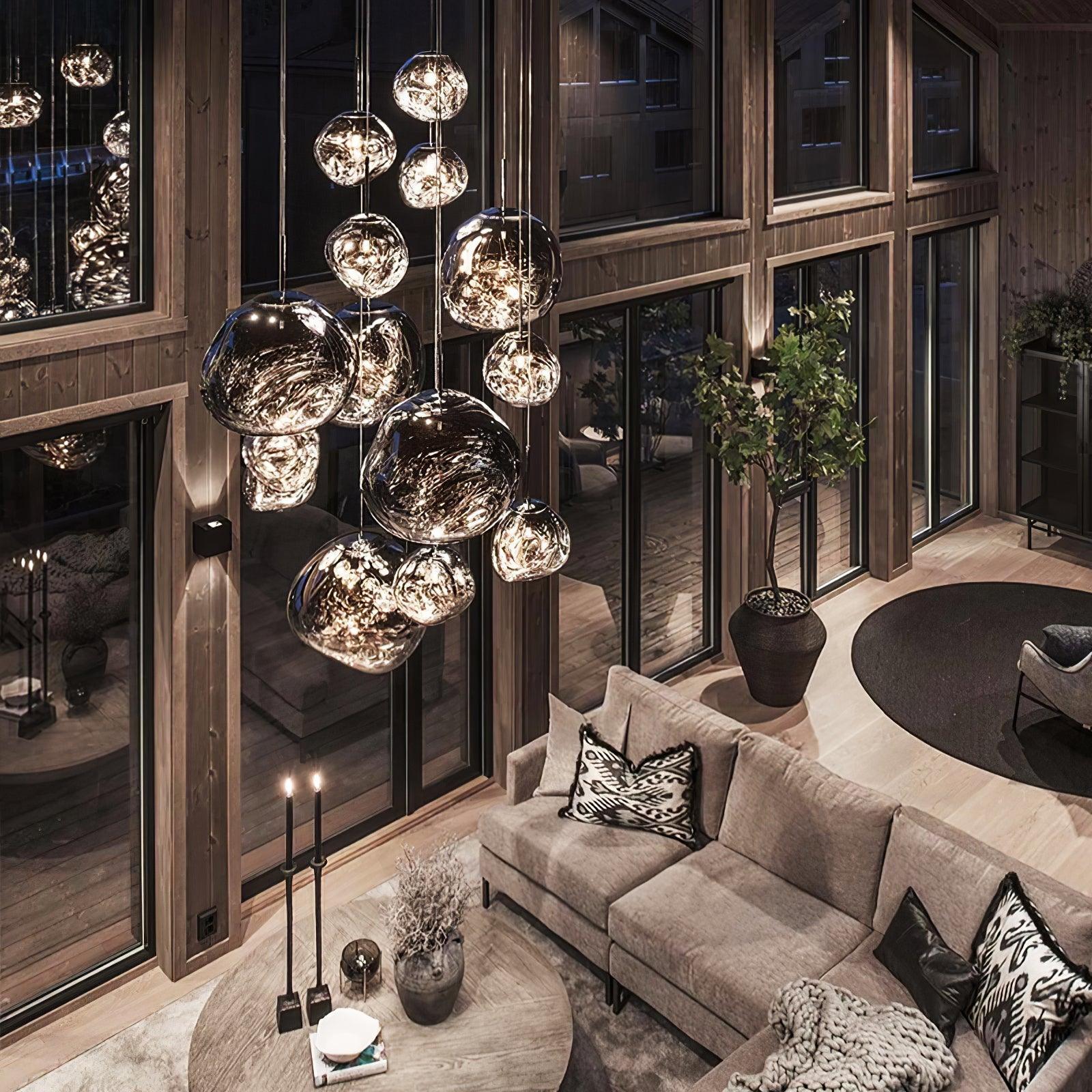 Hanglamp Modern Gesmolten Glas Effect ø18-48 cm Chroom Goud Rosé Goud met Spiegelreflectie voor Eetkamer Woonkamer | Sansoti
