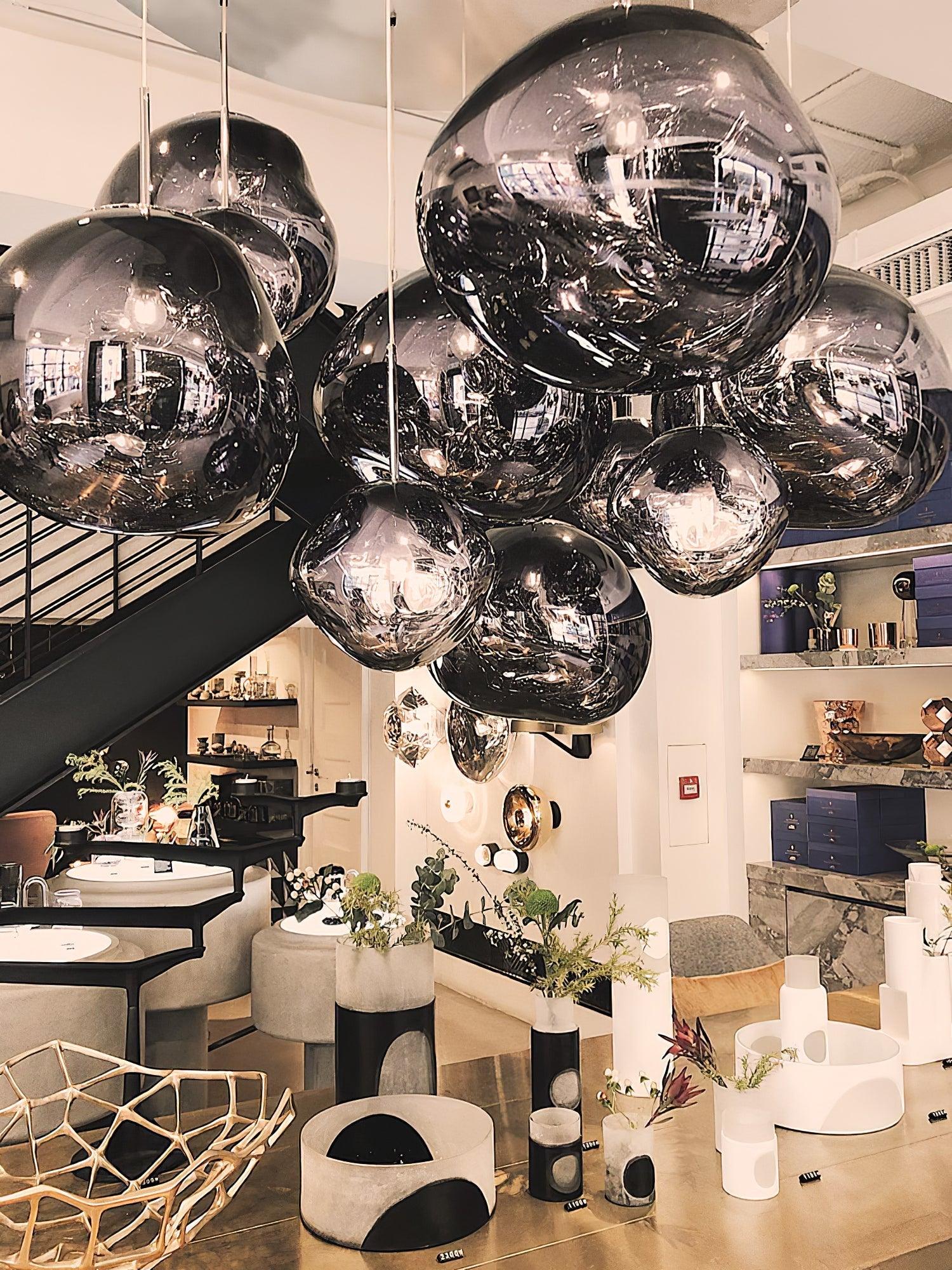 Hanglamp Modern Gesmolten Glas Effect ø18-48 cm Chroom Goud Rosé Goud met Spiegelreflectie voor Eetkamer Woonkamer | Sansoti