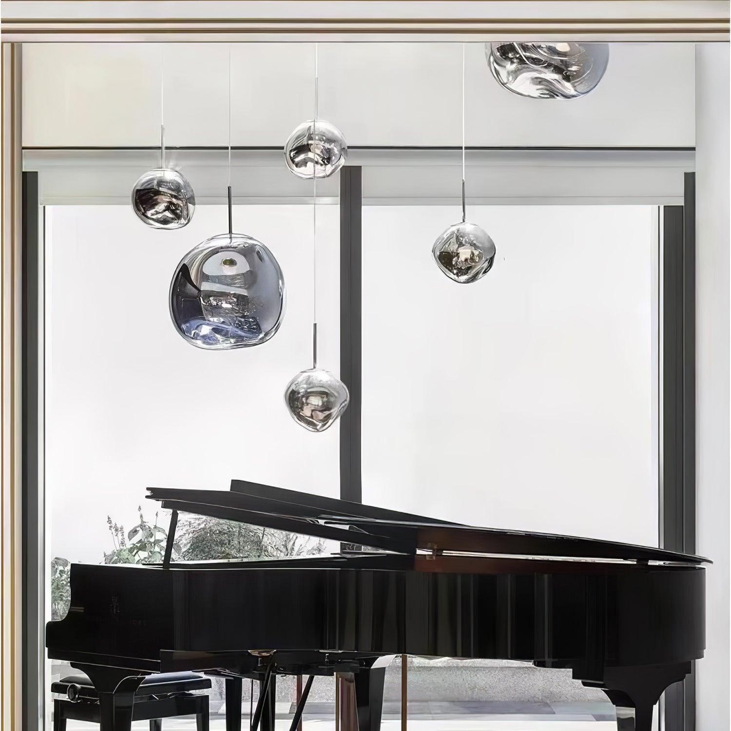 Hanglamp Modern Gesmolten Glas Effect ø18-48 cm Chroom Goud Rosé Goud met Spiegelreflectie voor Eetkamer Woonkamer | Sansoti