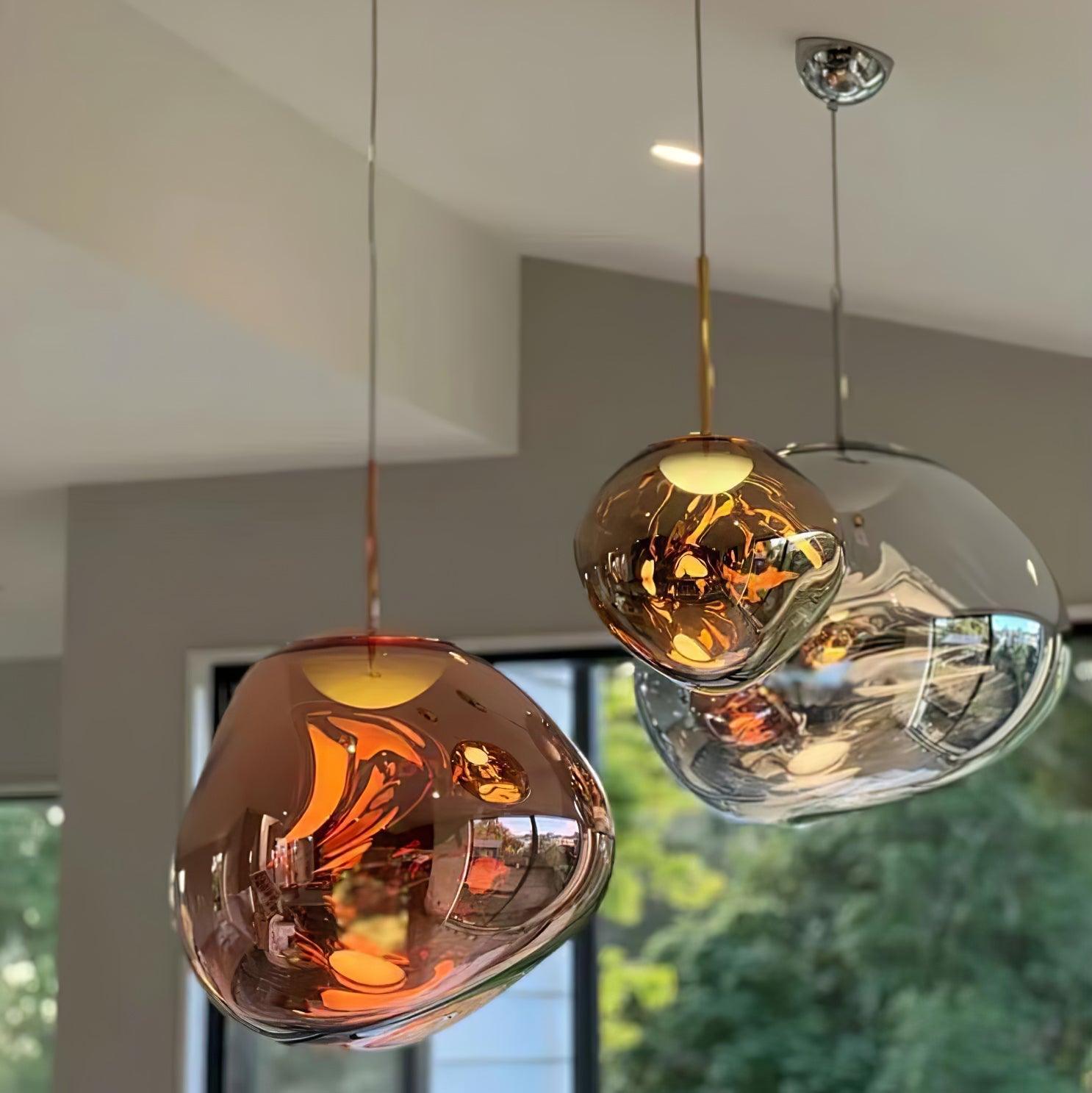 Hanglamp Modern Gesmolten Glas Effect ø18-48 cm Chroom Goud Rosé Goud met Spiegelreflectie voor Eetkamer Woonkamer | Sansoti