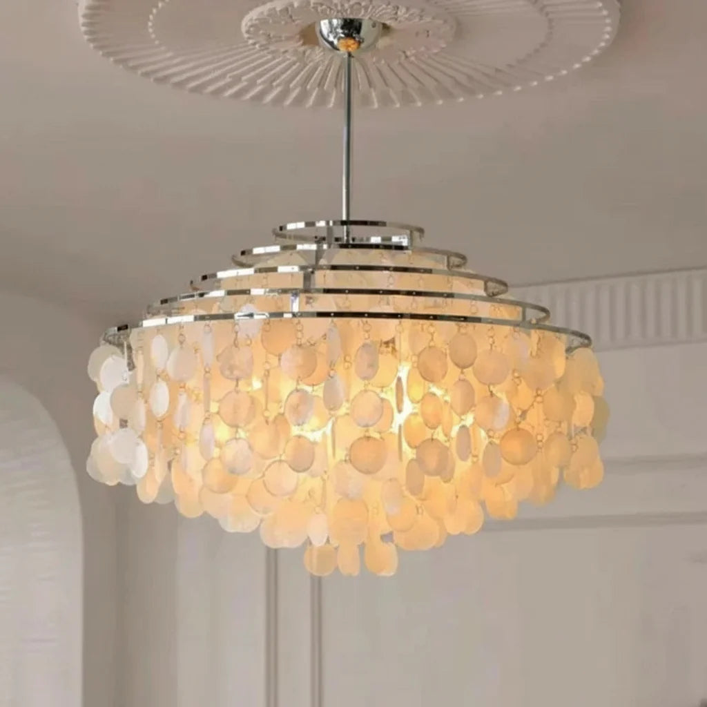 Runder Muschel-Kronleuchter Gold Silber LED Wohnzimmer Esszimmer Schlafzimmer Hotellobby Treppenhaus Salon | Sansoti
