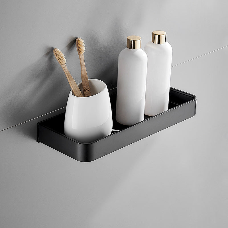 Aluminium Wandrek Mat Zwart 30-60cm met Bevestigingsopties – Multifunctionele Opbergruimte voor Badkamer en Douchezone | Sansoti