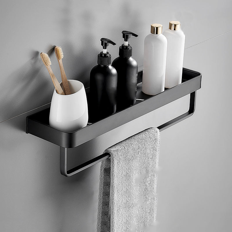 Aluminium Wandrek Mat Zwart 30-60cm met Bevestigingsopties – Multifunctionele Opbergruimte voor Badkamer en Douchezone | Sansoti
