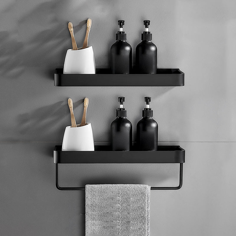 Aluminium Wandrek Mat Zwart 30-60cm met Bevestigingsopties – Multifunctionele Opbergruimte voor Badkamer en Douchezone | Sansoti