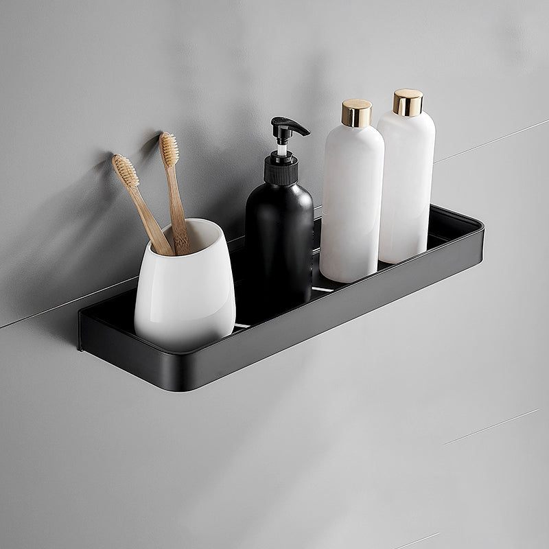 Aluminium Wandrek Mat Zwart 30-60cm met Bevestigingsopties – Multifunctionele Opbergruimte voor Badkamer en Douchezone | Sansoti