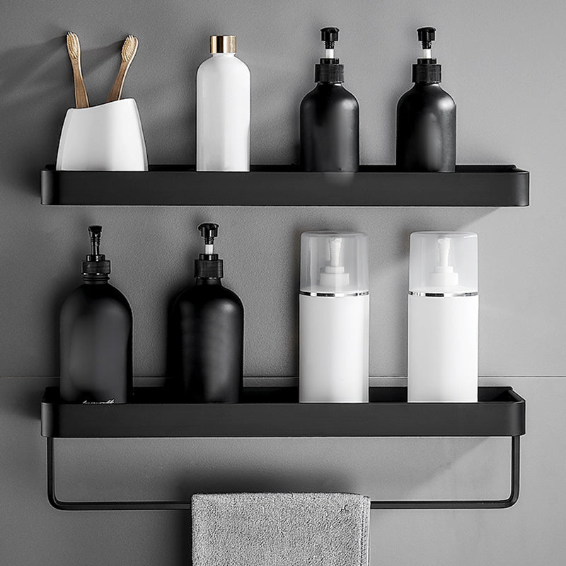 Aluminium Wandrek Mat Zwart 30-60cm met Bevestigingsopties – Multifunctionele Opbergruimte voor Badkamer en Douchezone | Sansoti