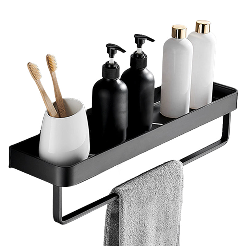 Aluminium Wandrek Mat Zwart 30-60cm met Bevestigingsopties – Multifunctionele Opbergruimte voor Badkamer en Douchezone | Sansoti