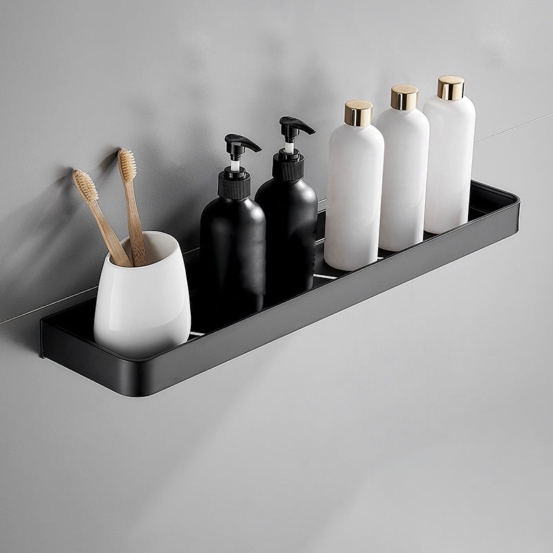 Aluminium Wandrek Mat Zwart 30-60cm met Bevestigingsopties – Multifunctionele Opbergruimte voor Badkamer en Douchezone | Sansoti