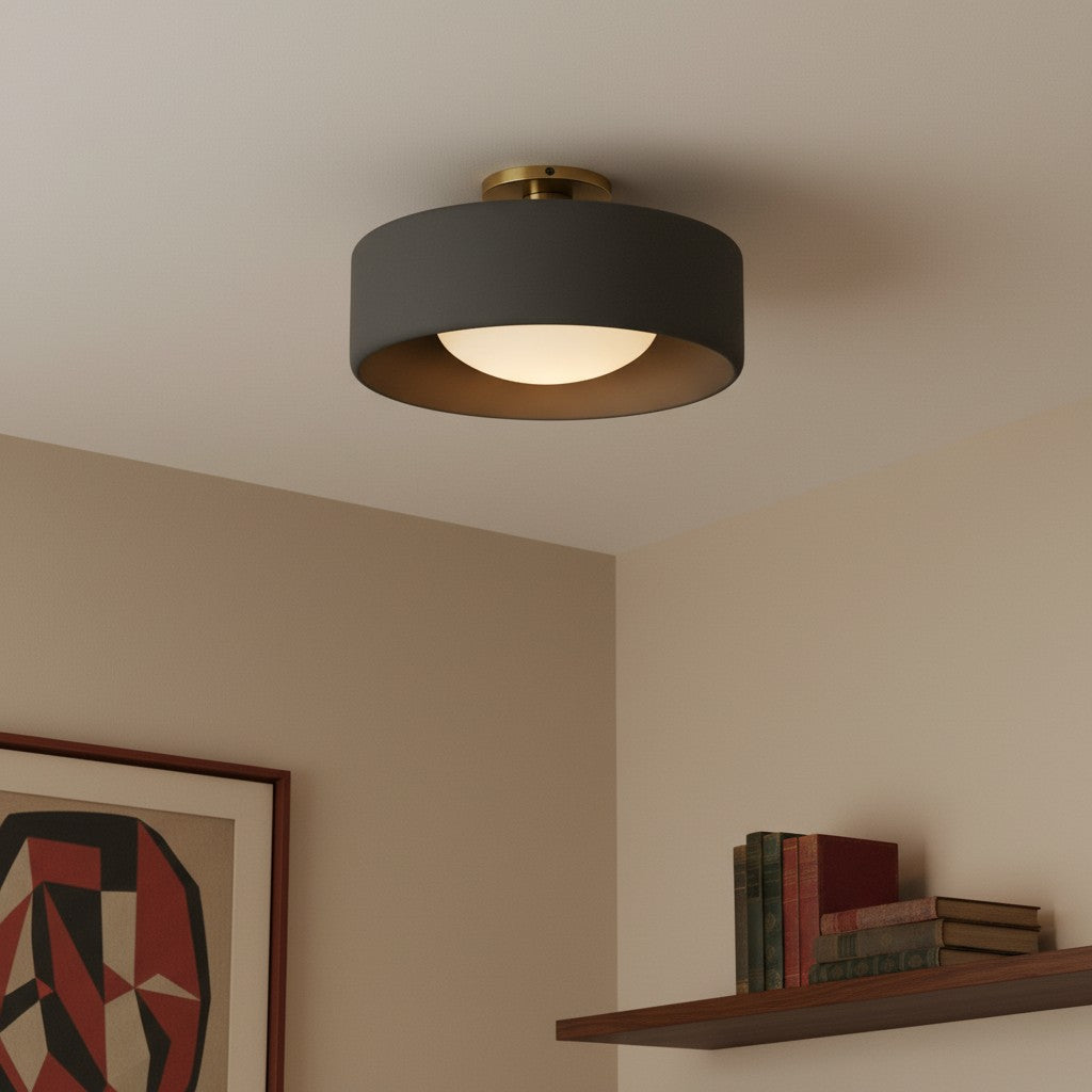 Keramische Plafondlamp Scandinavisch Design met Halfrond Porselein Kap | Sansoti