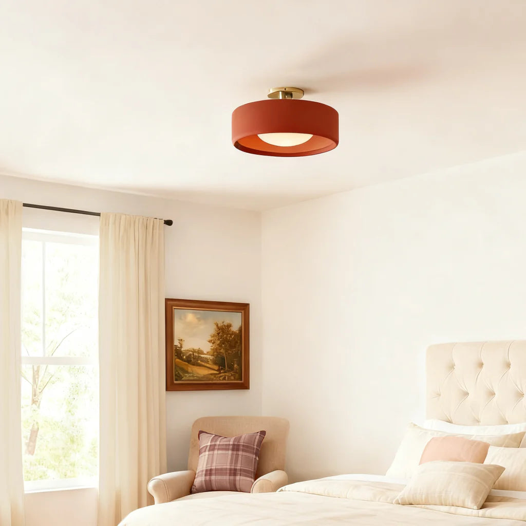 Keramische Plafondlamp Scandinavisch Design met Halfrond Porselein Kap | Sansoti