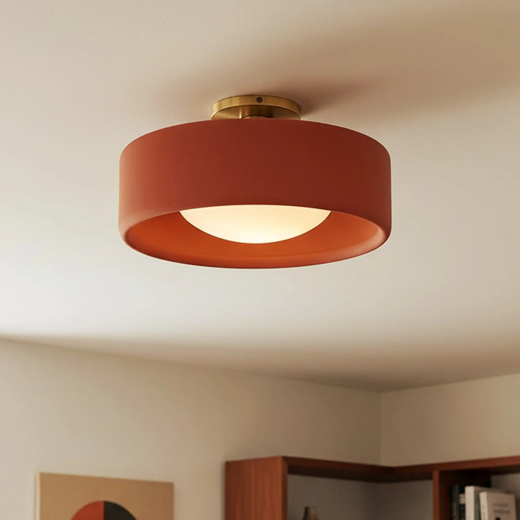 Keramische Plafondlamp Scandinavisch Design met Halfrond Porselein Kap | Sansoti