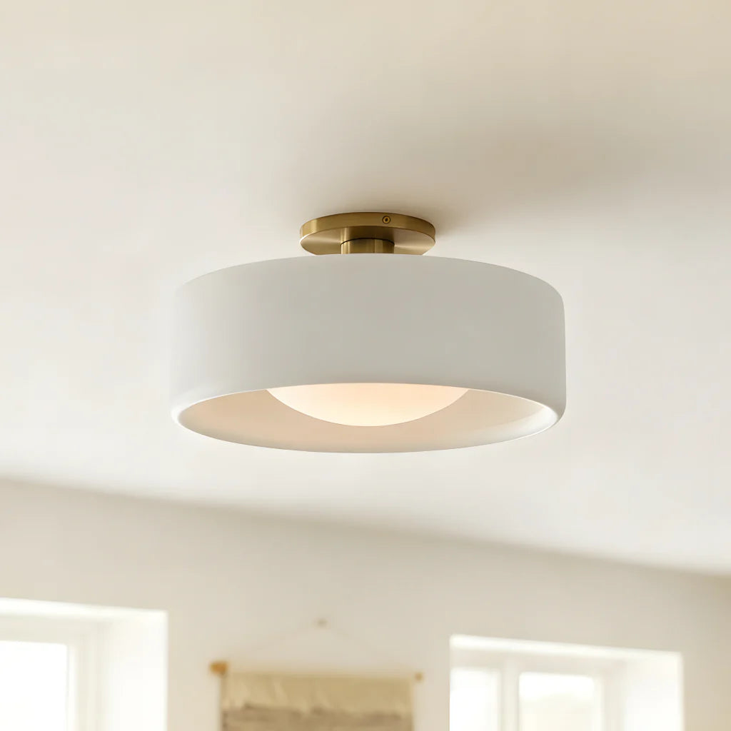 Keramische Plafondlamp Scandinavisch Design met Halfrond Porselein Kap | Sansoti